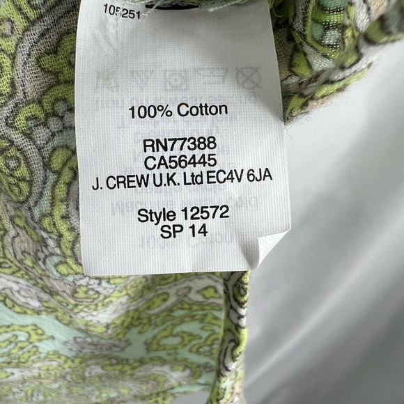 J Crew Green Printed Tunic Size XS New - Picture 5 of 6